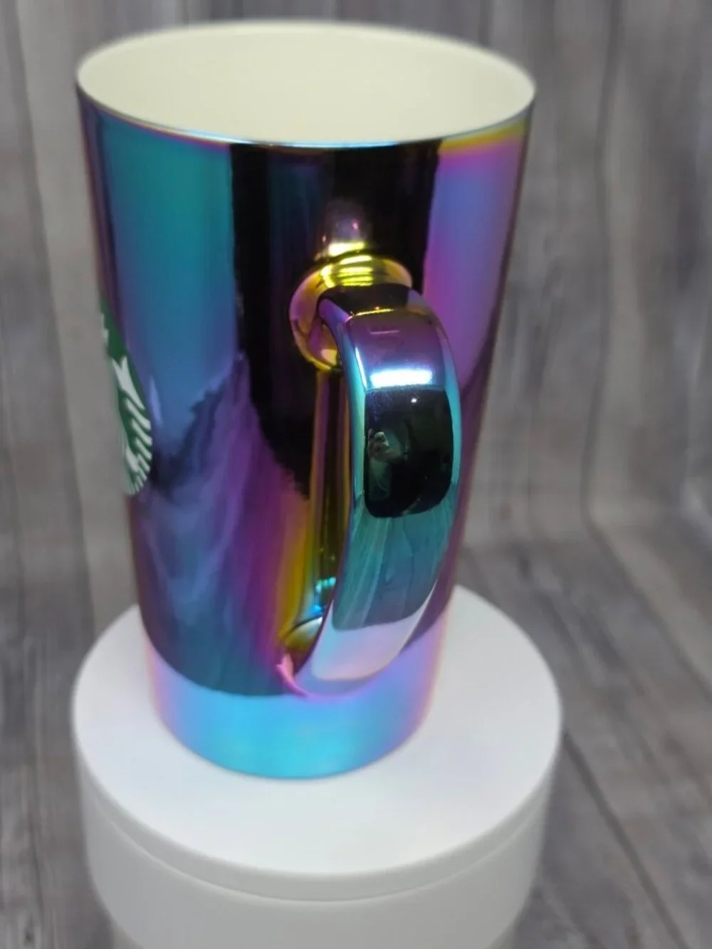 Starbucks 2022 Iridescent Rainbow Oil Slick 16 Oz Ceramic Tall Coffee Mug Cup